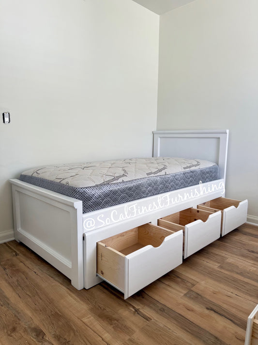 Twin Size Bed With 3 Drawers & Mattress